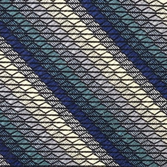 Vintage Jhane Barnes Mens Tie - Green Blue Gray Yellow Modern Argyle Stripes - Picture 1 of 6
